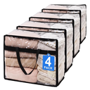 PickyanDco 4 Pack Clear Clothes Storage Bags, Vinyl Blanket Storage Bag with HeavyDuty Zipper, Foldable Moving Bags, Closet Organizers for Bedding, Comforter, Linens, Sweaters, Pillows, Toys (40L)