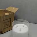 Eywamage 3 Wick Clear Glass Flameless Candle with Remote, Large Flickering LED Battery Pillar Candle  6" H 6"