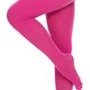 CozyWow Women's 80D Soft Opaque Tights, High Waist Solid Color Womens Tights with 30+ Colors (Pink, XL)