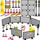 City Road Signs Bricks Accessories, Construction Site Street Signs, Mini Traffic Cones & Crosswalk Signal Toys for Kids Building Blocks Toys for Boys