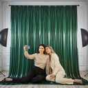 Hunter Green Satin Backdrop Curtains 2 Panels - Glitter Photo Drapes for Baby Shower, 10x10FT Shimmer Back Drop Cloth, Wrinkle Free for Birthday Party Prom Wedding Reception Stage