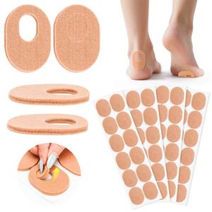 Callus Cushions 1/4" Thick Oval Soft Felt Self Adhesive Callus Corn Pads for Bottom of Foot, Toes,Heel Pain for Men Women Feet Care(48 Pcs,Nude)