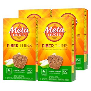 2 x Metamucil Apple Crisp Flavored Fiber Thins Dietary Fiber Supplement with Psyllium Husk, 9.3 Ounce, Pack of 4 (EXP 11/07/26)