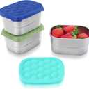 Small (1 CUP) Stainless Steel Snack Containers for Kids | Easy Open Leak Proof Food Containers with Silicone Lids - Perfect Metal Toddler Lunch Box for Daycare and School (8oz)