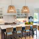 ZSCONGZHE 18" Rattan Pendant Light,Hand Woven Wicker Hanging Light