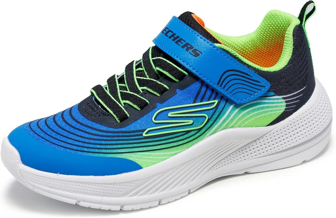 Skechers boys Microspec Advance (4 Big Kid, Blue/Lime)