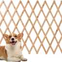 Expandable Accordion Dog Gate, Wooden Accordian Expansion Dog Gates for Doorway Stairs, Retractable Gate Safety Protection for Small Medium Pets Dogs, 8" to 42" W, 28.7" H