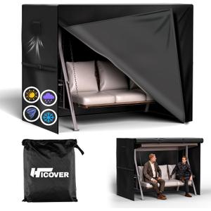 Outdoor Swing Cover 3 Seater 600D Hammock Cover Waterproof Heavy Duty Garden Hammock Glider Chair Cover Patio Furniture Covers Garden Swing Canopy Covers All Weather Protection