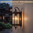 Large Solid Copper Outdoor Wall Light, 20" Oil Rubbed Bronze Porch Lantern with Clear Beveled Glass, Exterior Wall Sconce for Front Door, Garage, Patio, Weather Resistant, E26 Base