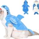Shark Dog Costume Puppy Hoodie Halloween Pet Pajamas Outfit Coat for Small Medium Large Dogs Cats(Blue, L) (Blue Shark)