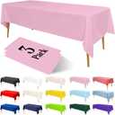 3 x 3 Pack Premium Pink Plastic Table Cloths Disposable, 54 x 108 Inch Rectangle Tablecloths, Waterproof Table Cover, Decorative Tablecloth for Girl Birthday Party, Valentine, Wedding, Valentine