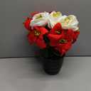 HUAESIN 14inch Artificial Poinsettias 9 Heads Faux Poinsettia Potted Mixed White Roses Poinsettias Artificial Christmas Flowers for Office Home Table Centerpiece Outdoor Garden Xmas Decor