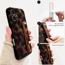 NITITOP Compatible with iPhone 16 Case with Wrist Strap Cute Stylish Leopard Aesthetic Tortoise Amber Design for Women Girls Men Soft TPU Shockproof Protective Cover - Brown Leopard