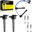 Set of 2 Ignition Coils Pack 90919-02213 UF170 & 4 PCS Iridium Spark Plugs with Wire Set Compatible with Toyota Paseo 1996-1999 Tercel 1995-1999 1.5L L4