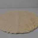 Faux Fur Round Rug 2ft, Soft Fluffy Rabbit Fur Carpet, No-Shedding Non-Slip Area Rug, Machine Washable Beige Mat for Bedroom, Living Room, Kids Room, Pet Bed or Home Decor