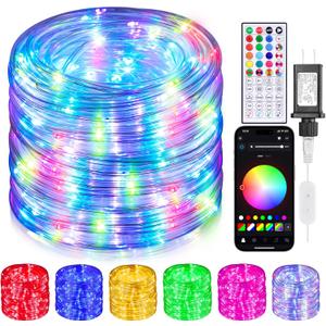99ft Rope Lights for Outside, 300 LED String Light Outdoor Waterproof Plug in with Remote & APP Control, 16 Million Colors Changing Music Sync Fairy Lighting for Indoor Bedroom Christmas Decor