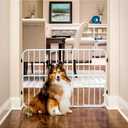 Carlson Pet Products Tuffy Metal Expandable Pet Gate, Includes Small Pet Door, 24 x 22-38 Inch, White