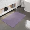 Mecko Bath Mat, Ultra Absorbent Quick Dry Bathroom Floor Mats-Rubber Non-Slip Thin Bathroom Rug Fit Under Door, Faux Suede Surface Shower Rug for Bathtub, Sink, Shower Room(Lavender Purple,16"x24")