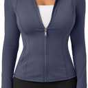 Trendy Queen Womens Lightweight Zip Up Jackets 2026 Athletic Workout Hoodies Spring Shirt Fitted Gym Clothes with Pocket (Small, Navyblue)