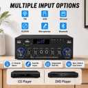 Bluetooth 5.0 Stereo Amplifier, 2.1 Channel 400W Home Audio Stereo Receiver for 2 Passive Speakers & Passive Subwoofer, Dual Mic Inputs, USB/SD/FM, Bass Treble Echo Control, Remote Control