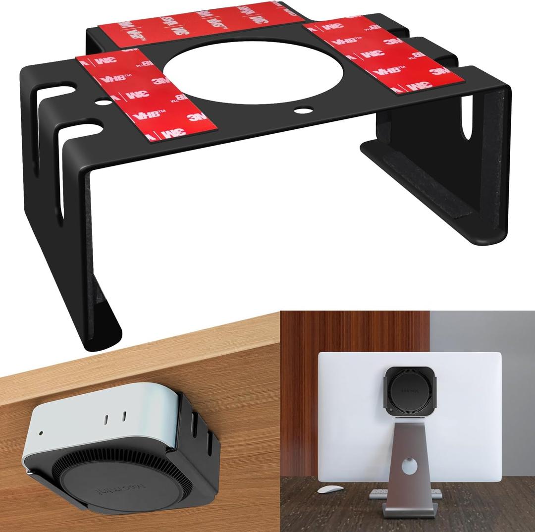 Under Desk Mount for 2024 Mac mini M4/M4 Pro, Mac mini M4 Mount Holder for VESA Compatible Monitor, Under Desk Stand for 2024 Mac mini Desktop Computer