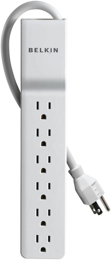 Belkin 6-Outlet Surge Protector Power Strip, UL-listed w/ 6 AC Outlets & 10ft/3M Cord, Overload and Overvoltage Protection for Personal Electronics, Small Appliances, & More - 720 Joules of Protection