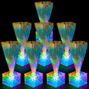 Amylove 16 Pcs Mini Fiber Optic Lamps Bulk Small LED Light up Table Centerpieces for Party Event Decorations with Crystal Base Battery Powered for Glow in The Dark Favors Supplies (6 Inch,Clear)