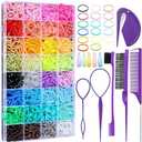 Auroray 32 Colors Small Hair Rubber Bands with 16 Styling Tools, 2000 Pcs Elastic Girl Baby Hair Ties, Mini Bands with Elastic Cutter, Hair Accessories Xmas Stuff for Girls Baby Toddlers Kids