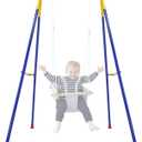 Foldable Children's Swing Stand, Heavy-Duty Metal Swing Frame for Kids - Suitable for Indoor and Outdoor Use (Yellow)