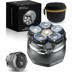 Head Shaver for Bald Men, 10,000 RPM High-Speed Electric Razor, Innovative 6D Magnetic Floating Heads, IPX8 Waterproof Wet/Dry Shaving Kit with LED Display & EVA Travel Case