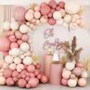 Retro Blush Pink Balloon Arch Kit-Dusty Pink Cream Peach White Sand Balloon Garland,Boho Pastel Pink Balloons Party Decorations for Birthday,Baby Shower,Wedding Bridal 109PCS