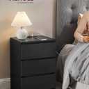 VASAGLE Nightstand with Charging Station, 2 AC Outlets and 2 USB Ports, Bedside Table, Side Table with 3 Drawers, Modern Style, 13.8 x 15.7 x 23.2 Inches, Ebony Black ULET631B58, 1 Pack