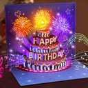 INPHER UPGRADED Birthday Cards Fireworks Pop Up Cake Light and Music Happy Birthday Gifts Decorations for Women, Men, Mom, Grandma