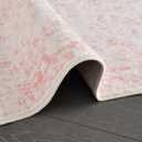 Washable Area Rug for Living Room - Stain Resistant Urtla Thin Rugs with Non Slip Rubber Backing - Indoor Floor Carpet for Dining Room Home Office Dorm (Pink/White, 2x3 Feet)