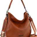 Wrangler Hobo Bags Large Crossbody Bag for Women Shoulder Purse Handbags with Adjustable Strap (Amber Brown)