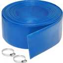 2 inches x 25 FT Heavy-Duty PVC Swimming Pool Backwash Hose, Reinforced Discharge Hose with Clamp for Swimming Pools, Blue