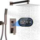 Longriver Shower Faucet Set with Hydro Power Temperature Display, Shower System 10 Inch Shower Head with Handheld Spray, Wall Mounted Shower Fixtures with Shower Valve and Trim Kit, Oil Rubbed Bronze