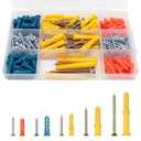 230pcs Plastic Drywall Wall Anchors and Screws Kit,Assortment Colors Plastic Anchors and Flat Head Screws in 5 Sizes,for Wall Hanging and Mounting in Home Office
