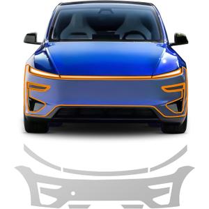 TPU Precut Paint Protection Film for Tesla Model Y Juniper Performance (2025+) Clear Self-Healing PPF Kit Scratch Exterior Accessories (Transparent, Front Bumper + Headlights 6Pcs) 