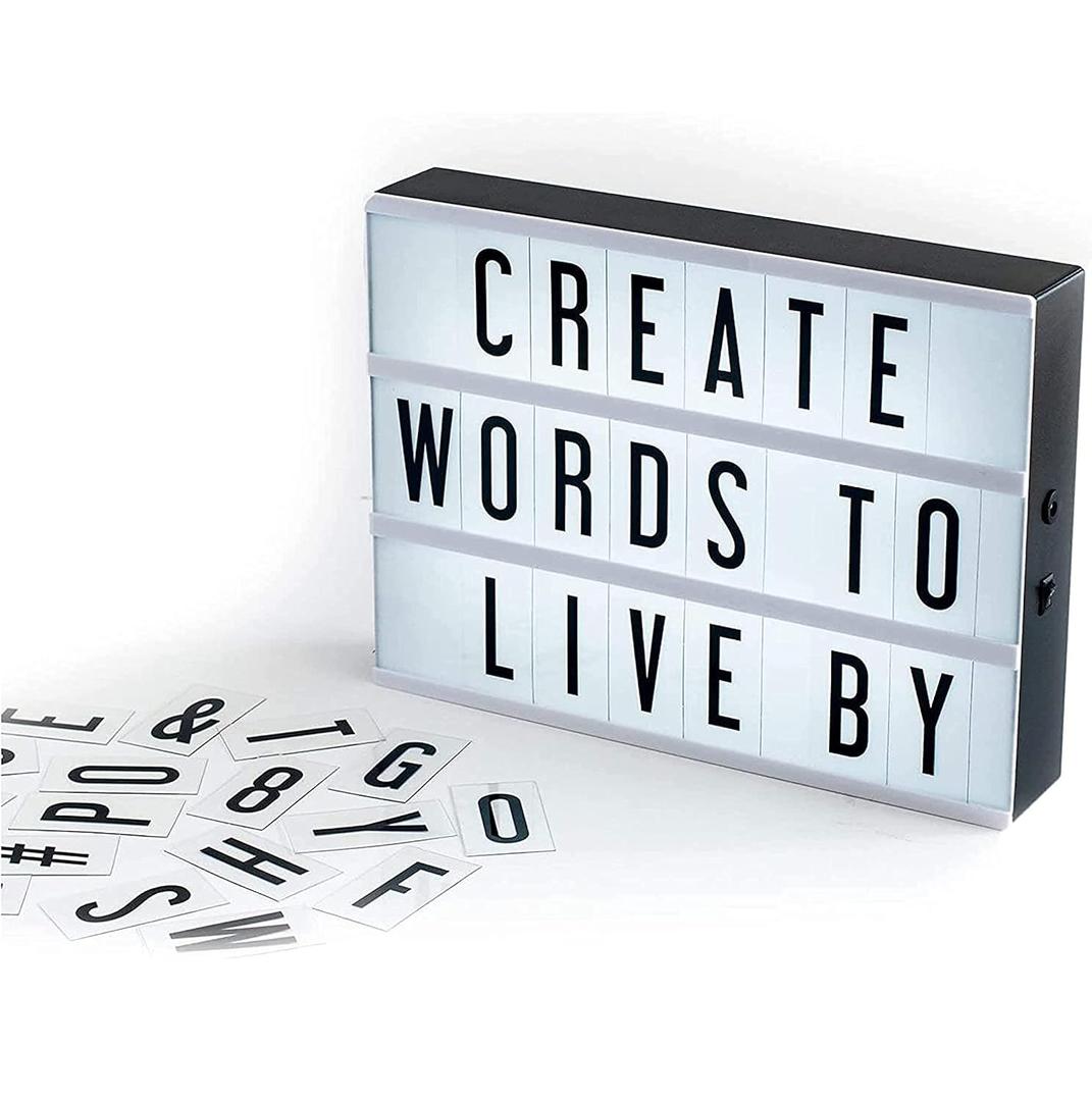My Cinema Lightbox - 30x23cm Light Box with 100 Letters and Numbers - Personalised Light Box Sign (12"x9")