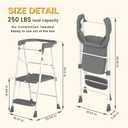 HBTower Kids 2 Steps Step Stool, Toddler Tower for Kitchen Counter Learning, Toddler Kitchen Stool Helper with Anti-Drop Safty Railing Kids Standing Folding Stepper(Gray)