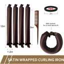 Satin Heatless Hair Curler,4 Piece Set,Overnight Heatless Curls, Not easy to slip Heatless Curling Rod You Can Sleep In, Soft Silk DIY Hair Styling Tools Kit, Silk Bonnet for Sleeping-Brown