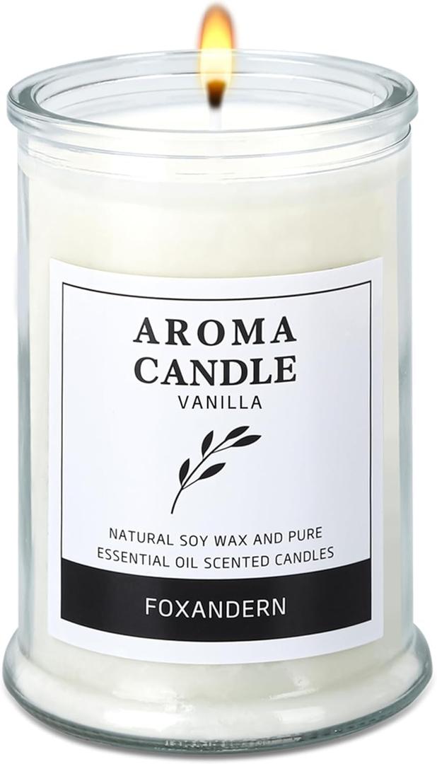 Premium Vanilla Soy Wax Jar Candle,80 Hours Long Lasting Candles 12 oz