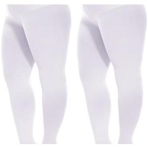 Citystl 2 Pairs Plus Size Tights for Women, 80D Opaque Black Tights, Solid Color Soft Microfiber Size 3XL/4XL