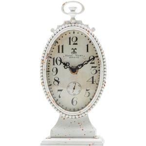 NIKKY HOME Vintage Table Clock, Battery Operated Rustic Distressed Style, Shabby Chic Home Dcor for Fireplace Mantel, Shelf, Desktop, Countertop - White