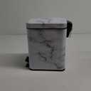 mDesign Small Modern 1.3 Gallon Rectangle Metal Lidded Step Trash Can, Compact Garbage Bin with Removable Liner Bucket and Handle for Bathroom, Kitchen, Craft Room, Office, Garage - White Marble
