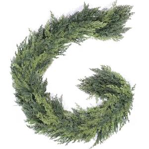 6ft Real Touch Christmas Cedar Garland Artificial Realistic Christmas Greenery Cypress Pine Garland with 216 Branches Thick and Lush for Mantle Table Railing Fireplace Indoor Outdoor Xmas Decor