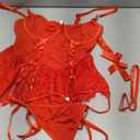 ge, Red)Women Sexy Lingerie Set Naughty Lace Up Corset Bodysuit Underwire Lingerie Babydoll With Garter Belt and Bow Tie (Large, Red)