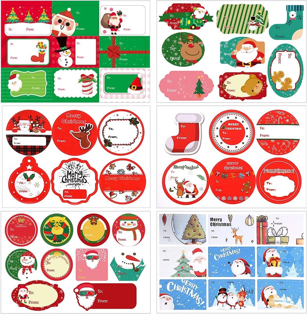 144-Count Christmas Tags Sticker, 48 Jumbo Designs - Christmas Self Adhesive Name Tags Stickers, Holiday Present Labels (Small)
