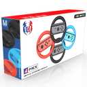 GH 4 Pack Switch Steering Wheel Compatible with Mario Kart 8 Deluxe, Racing Wheel Accessories Compatible with Nintendo Switch/Switch OLED Joy Con Controller (Black x2, Red and Blue)